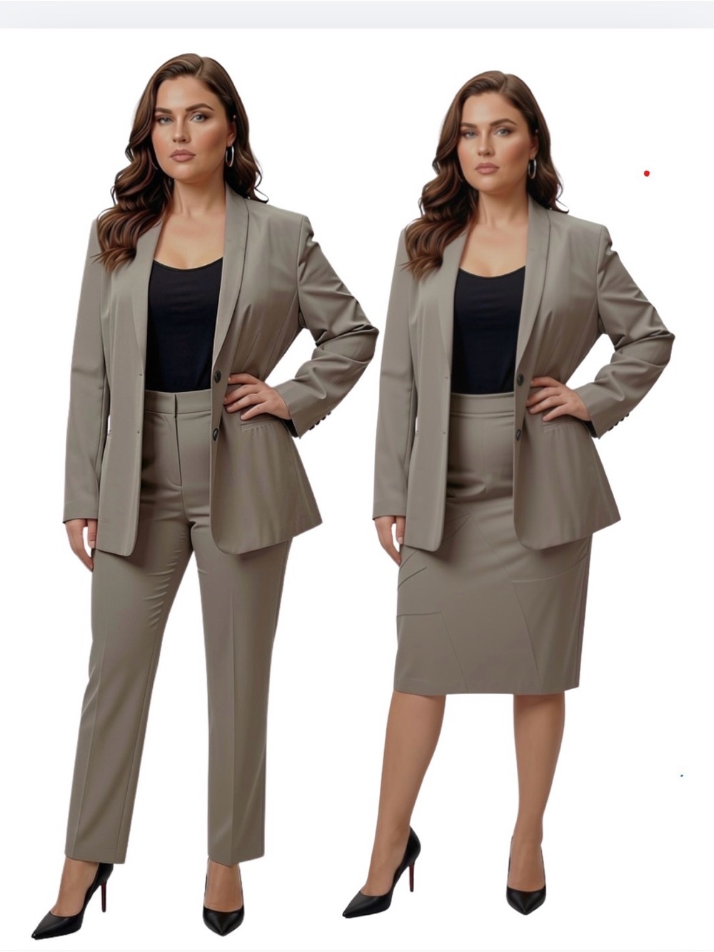 Ann Taylor Women's Taupe Sharkskin Suit 3 piece Jacket with Pants and Skirt